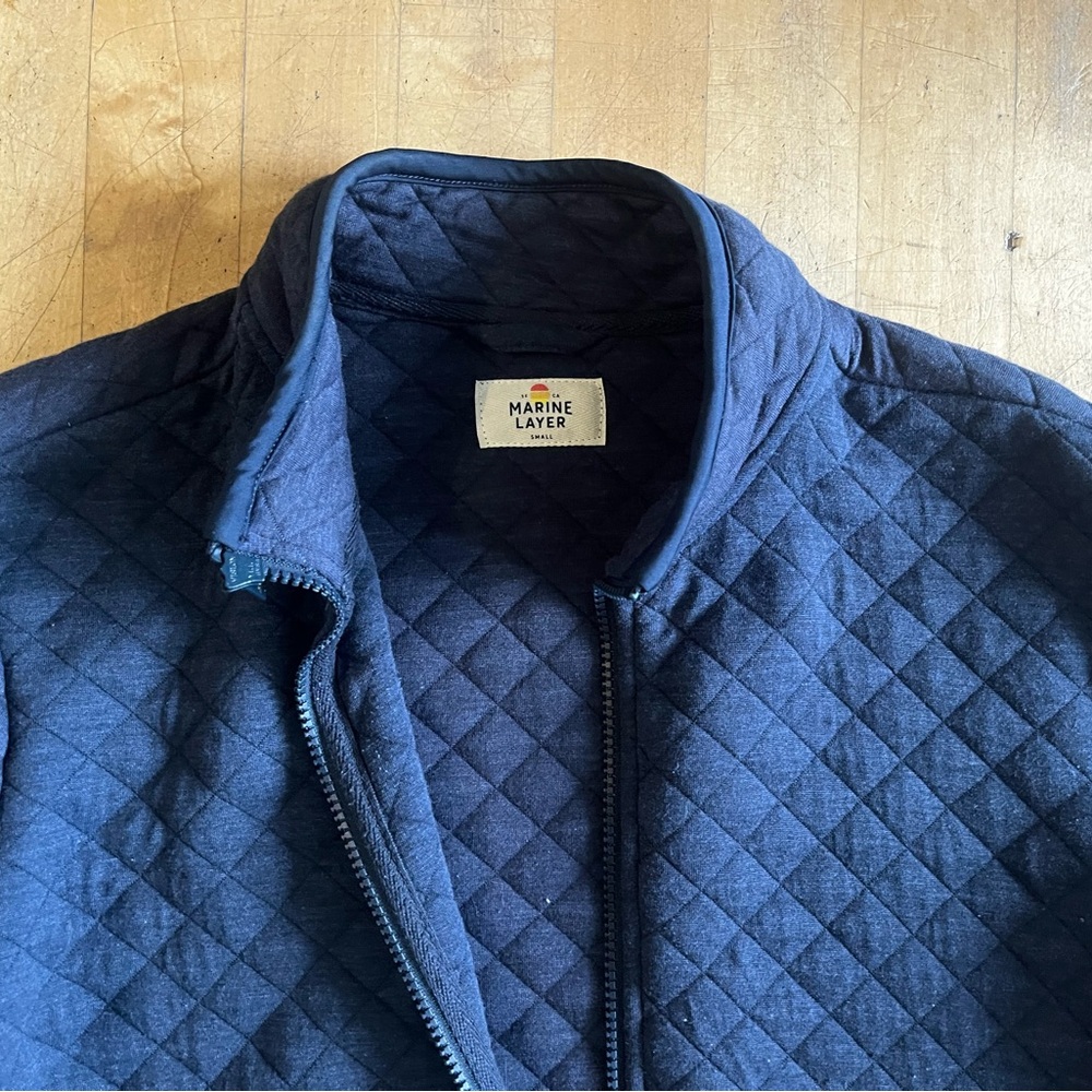 Navy Quilted Jacket - Picture 2 of 5